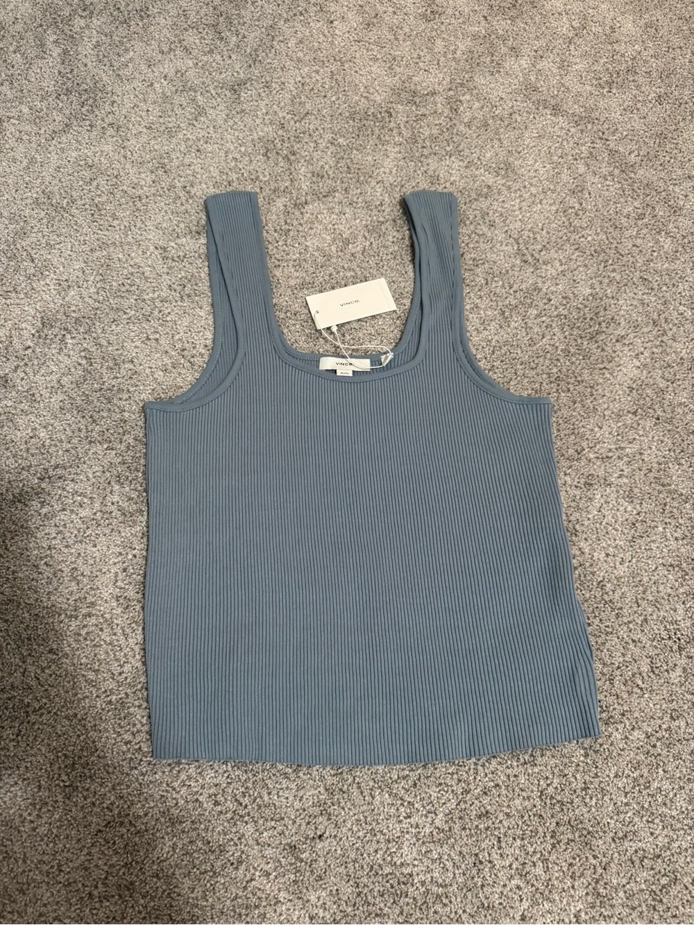 NWT Vince Ribbed Knit Tank, Dusty Blue, Size XL